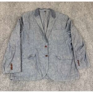 J Crew Blazer Mens XL Blue Chambray Casual Sport Coat Unstructured